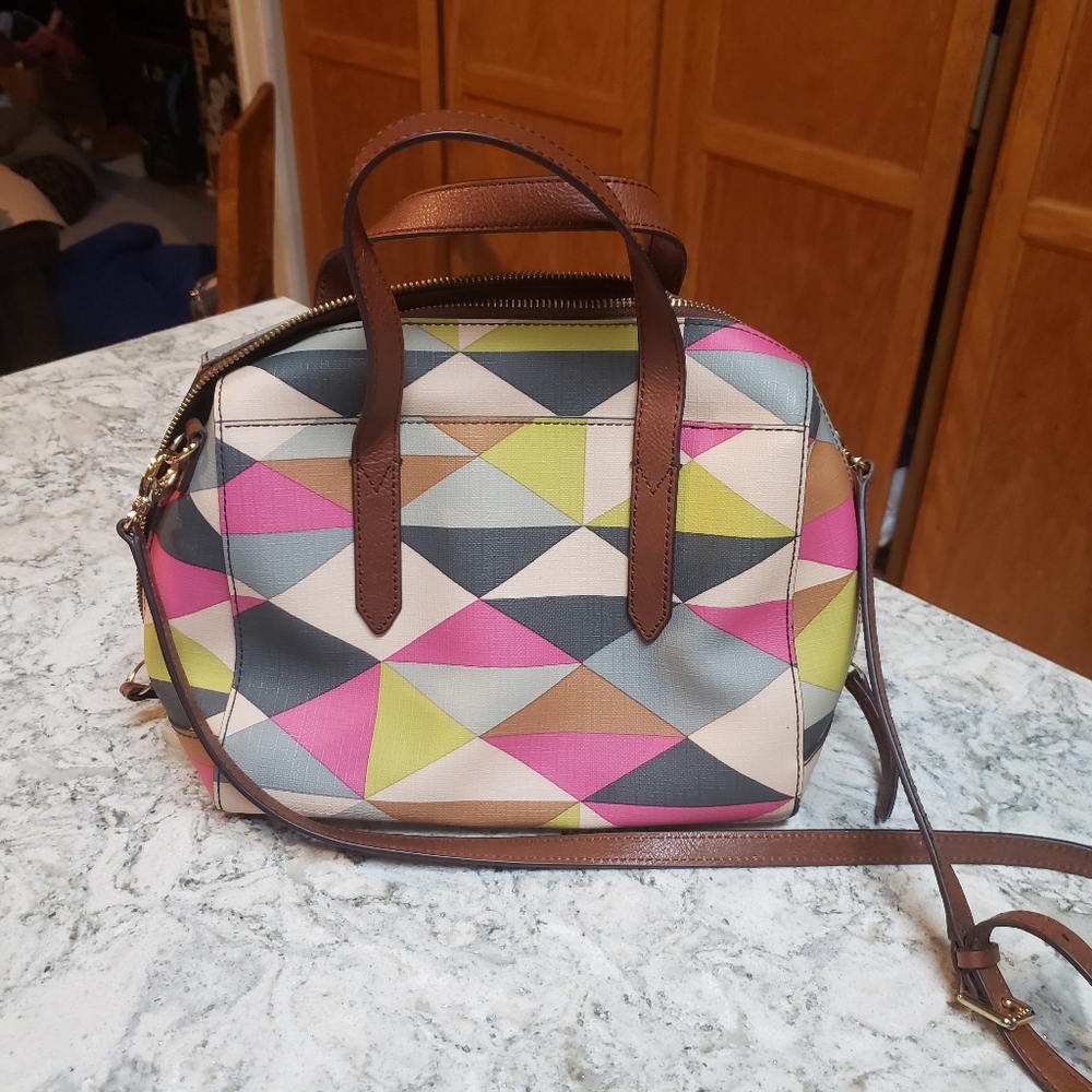 Fossil Sydney satchel pink multi